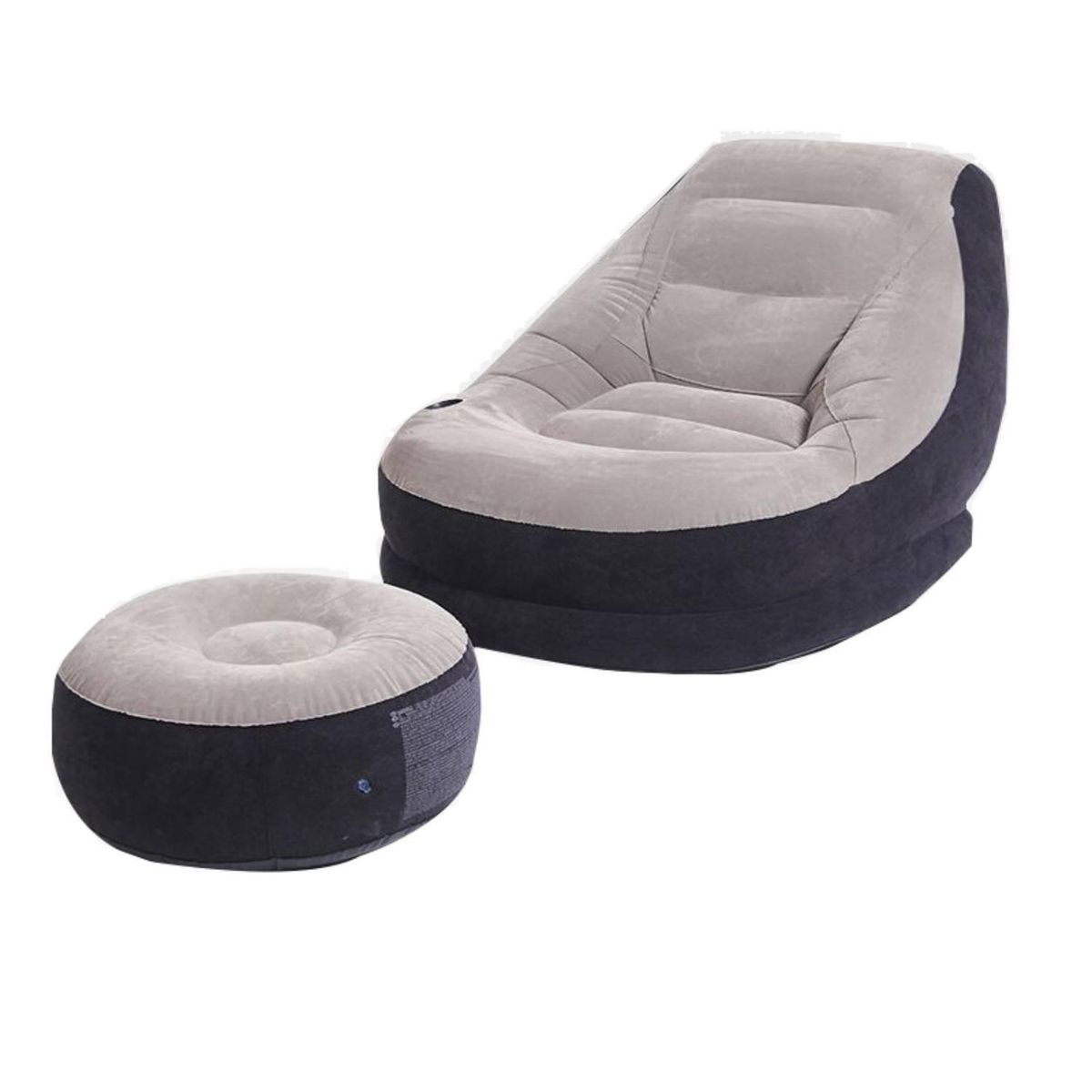 LIVE SPORT - Sillón Inflable Relax + Reposapiés 1 cuerpo Live Sport 76x99x130 cm Gris