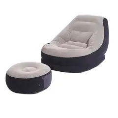 LIVE SPORT - Sillón Inflable Relax + Reposapiés 1 cuerpo 76x99x130 cm Gris