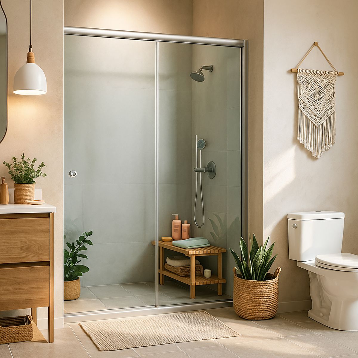 TEBISA - Shower Corredera Ajustable 140X190 cm Cristal Templado