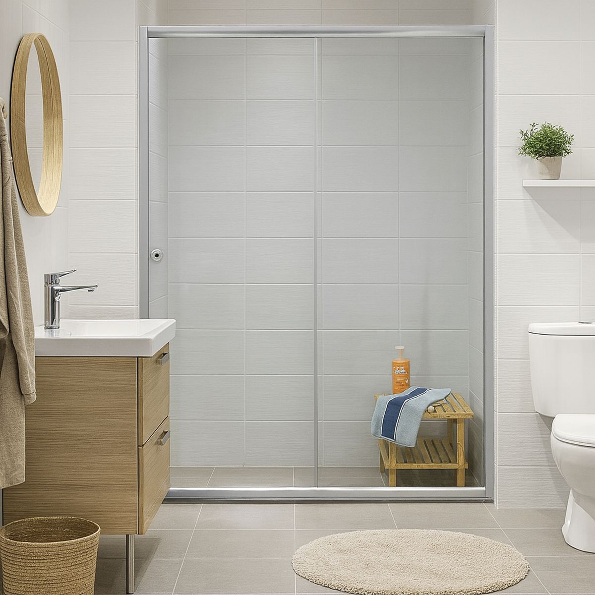 TEBISA - Shower Corredera Ajustable 150X190 cm Cristal Templado