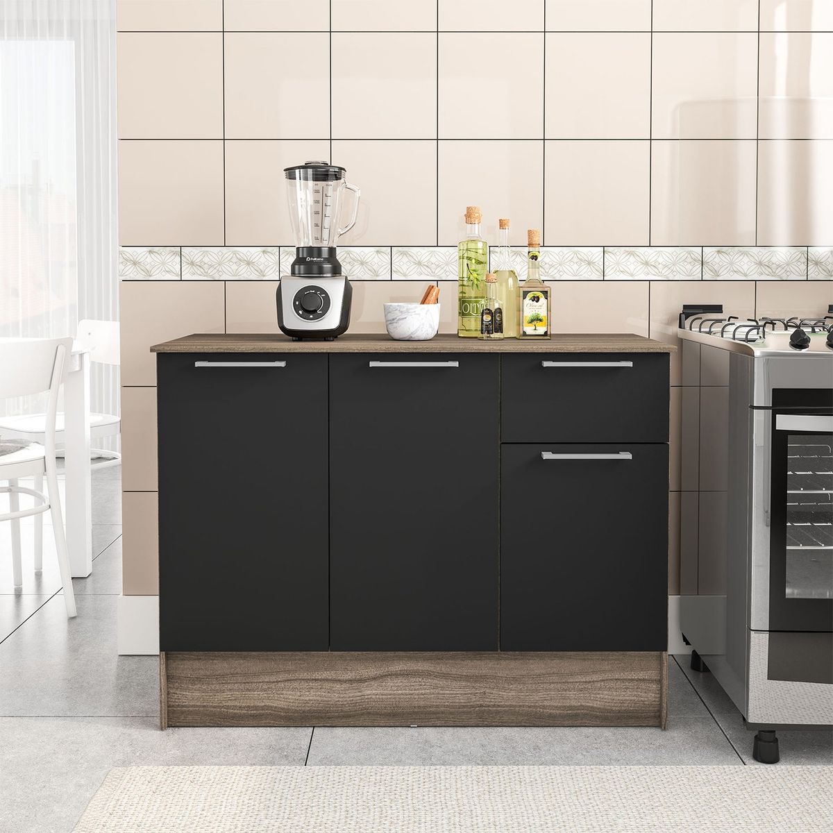 VEKKAHOME - Mueble Base Madrid Black