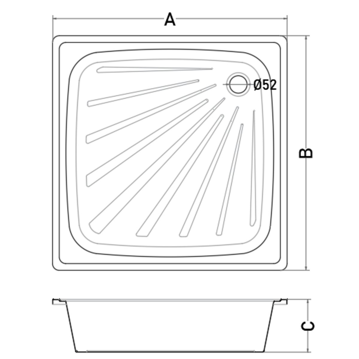 BARCELO - Receptáculo Acero esmaltado 80x80x13 cm