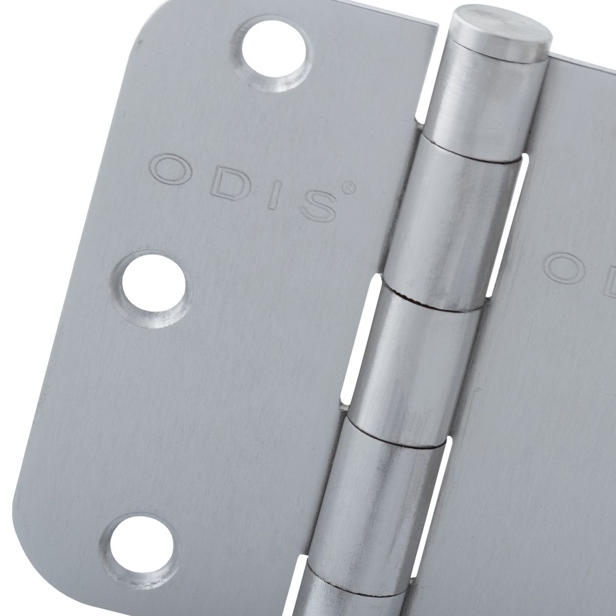 ODIS - Pack 2 Bisagras Acero 3,5x3,5"x20mm Canto Redondo Plata