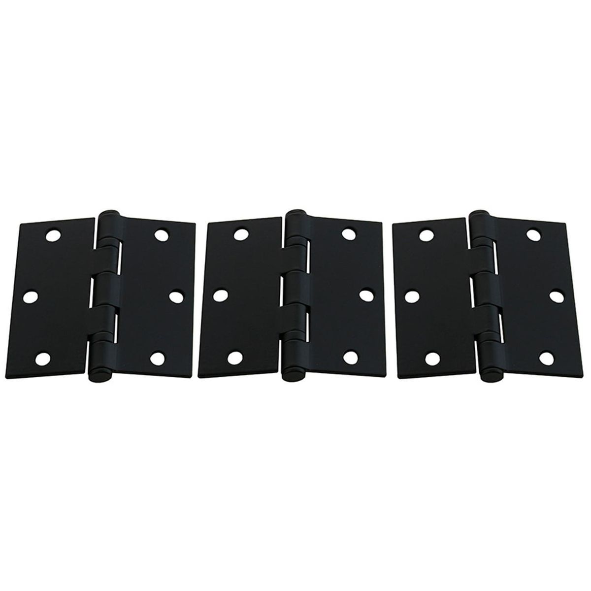 ODIS - Pack 3 Bisagras Acero 3,5x3,5"x2,5mm Canto Recto Negro