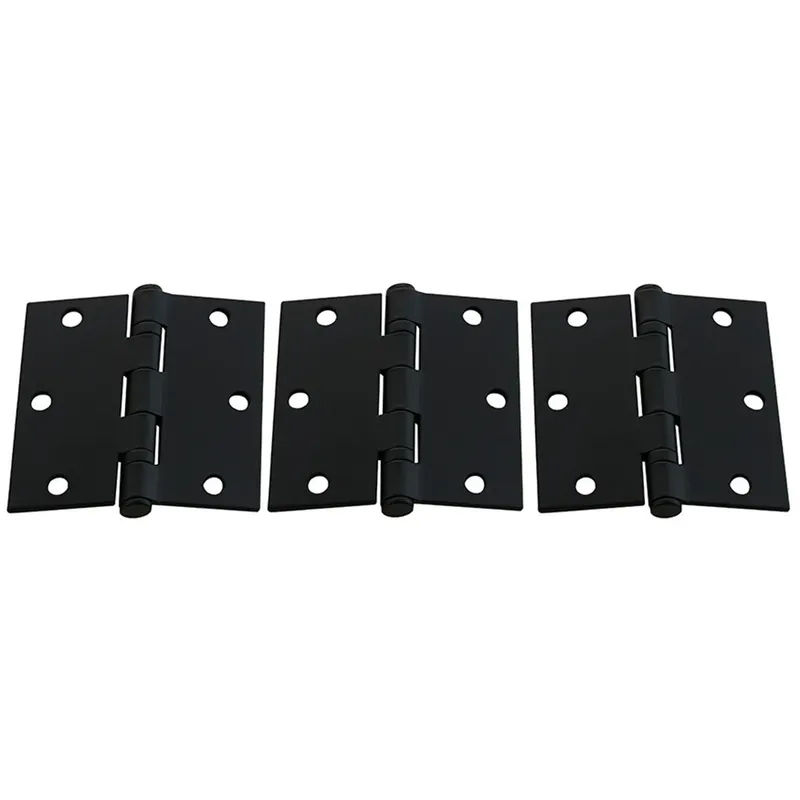 ODIS - Pack 3 Bisagras Acero 3,5x3,5"x2,5mm Canto Recto Negro