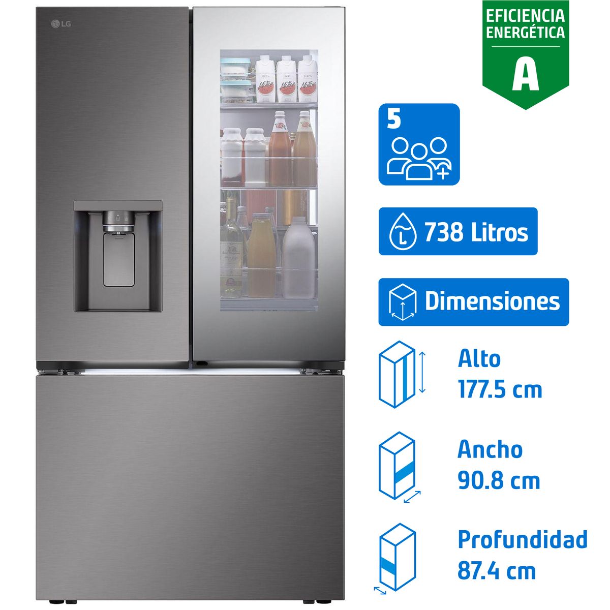 LG - Refrigerador French Door No Frost 738 Litros Silver GM89SXD