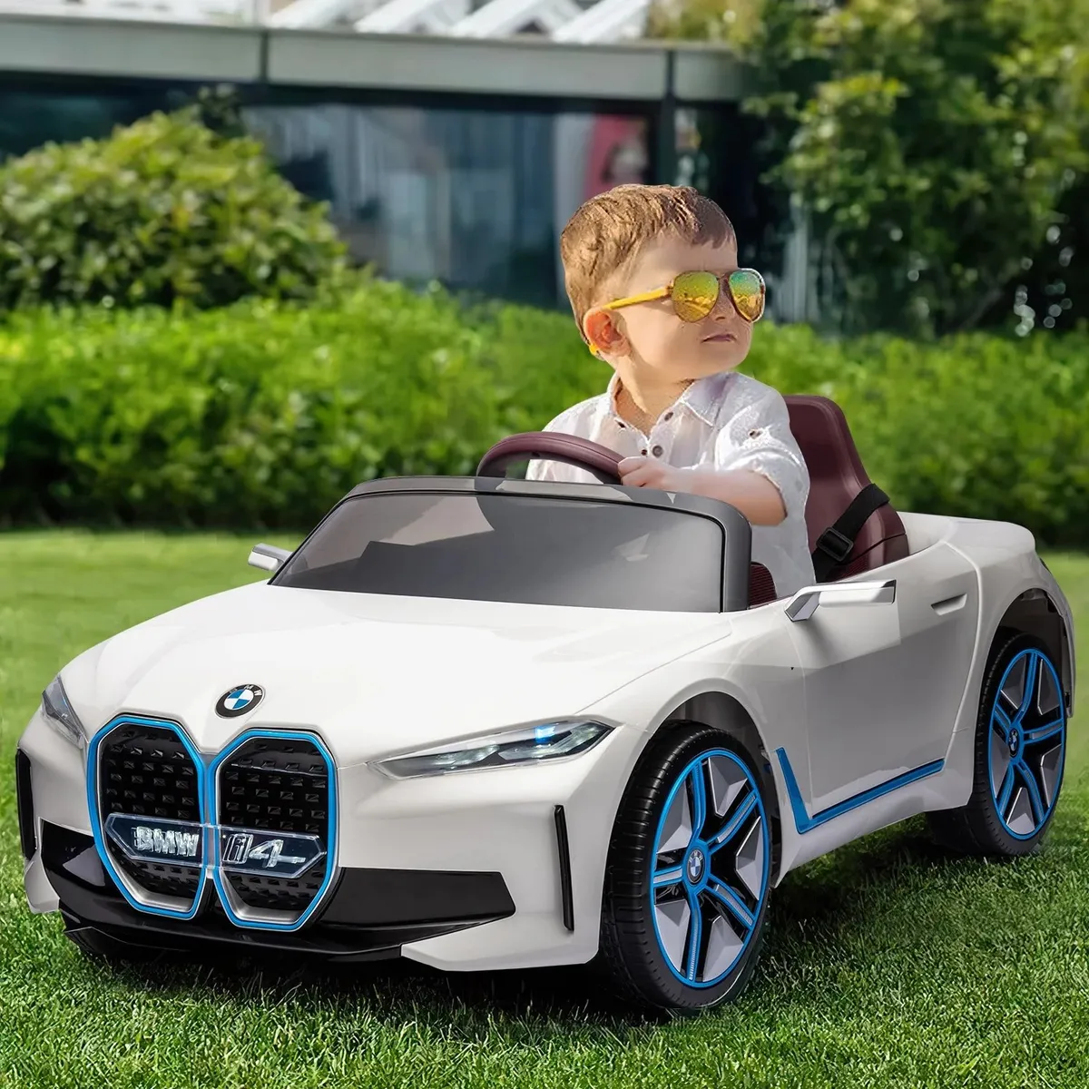 KIDSCOOL - Auto Batería BMW I4 Blanco 12V-2 Motores