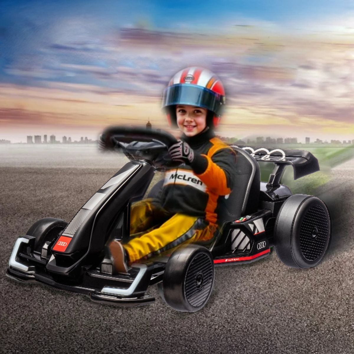 KIDSCOOL - Go Kart Drift Audi 24V Negro 2 Motores