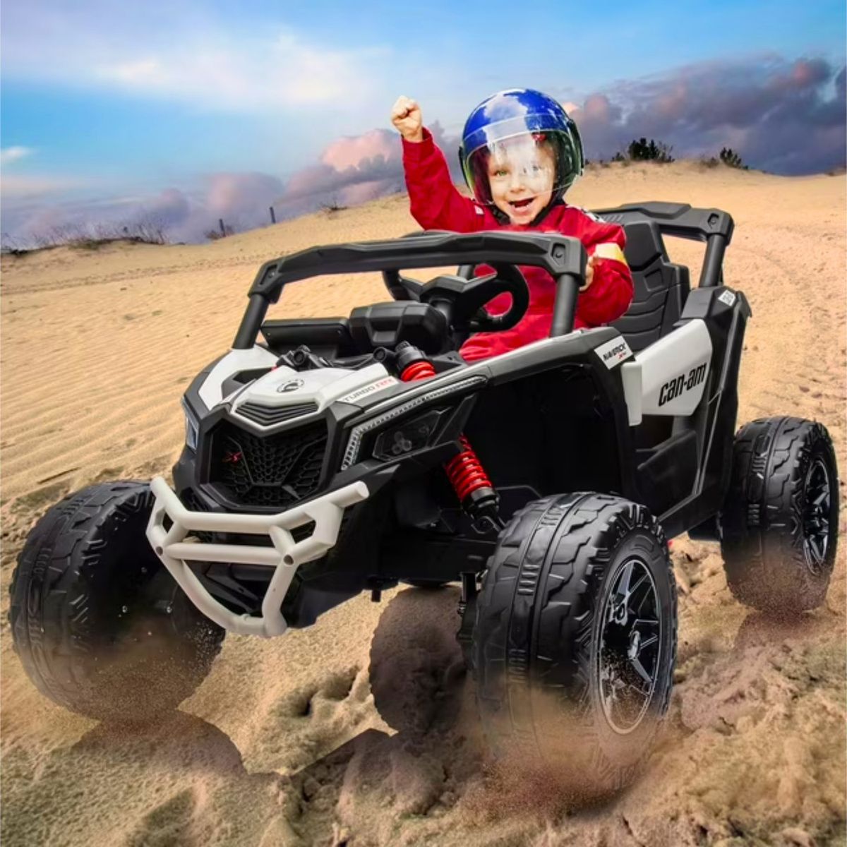 KIDSCOOL - Buggy UTV CAN AM Maverick Blanco 12V-2 Motores