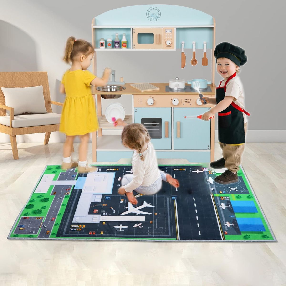 KIDSCOOL - Cocina Montessori Celeste/Accesorios