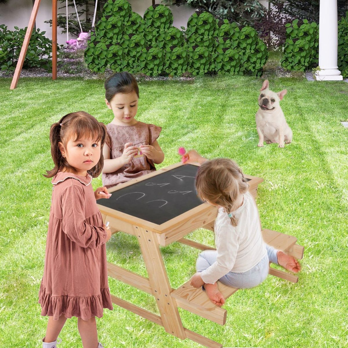 KIDSCOOL - Mesa Infantil Picnic Divertido 60x52x80 cm Natural Desde 3 años