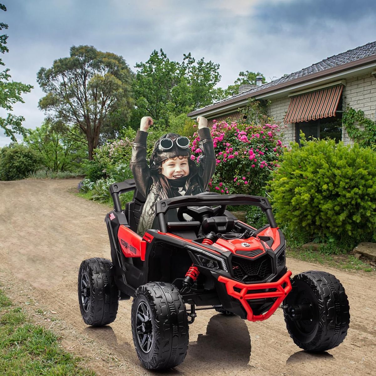 KIDSCOOL - Buggy UTV CAN AM Maverick Rojo 12V-2 Motores