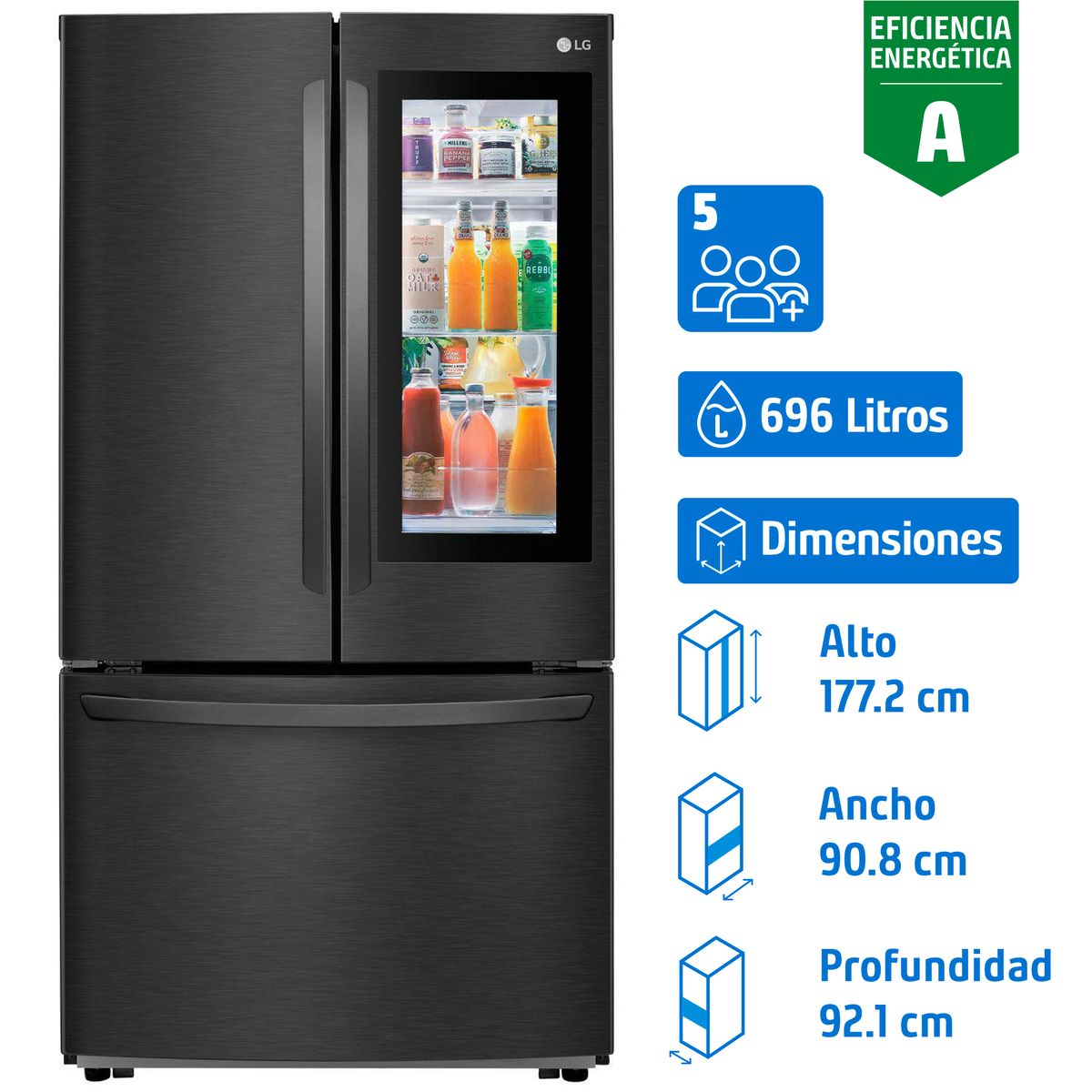 LG - Refrigerador French Door No Frost 696 Litros Black Steel GM78BVT