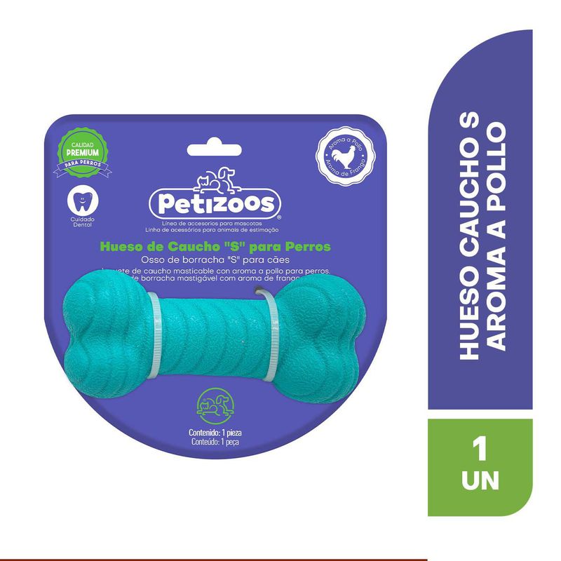 PETIZOOS - Hueso de caucho para perros con un rico aroma incrustado a pollo