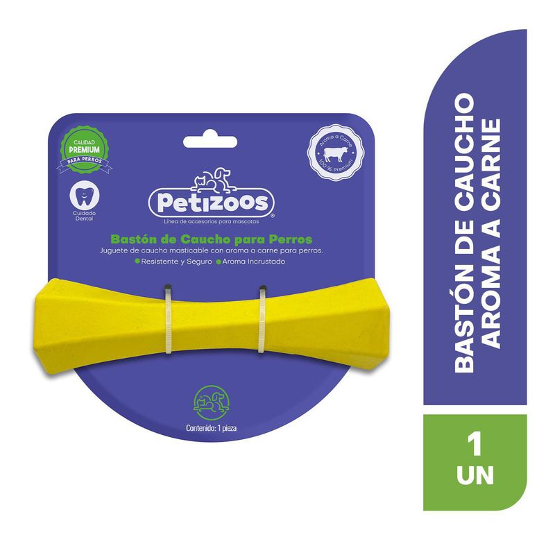 PETIZOOS - Bastón de caucho para perros con un rico aroma incrustado a carne