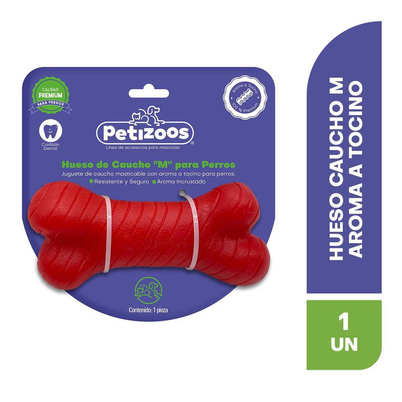 PETIZOOS - Hueso de caucho para perros con un rico aroma incrustado a tocino