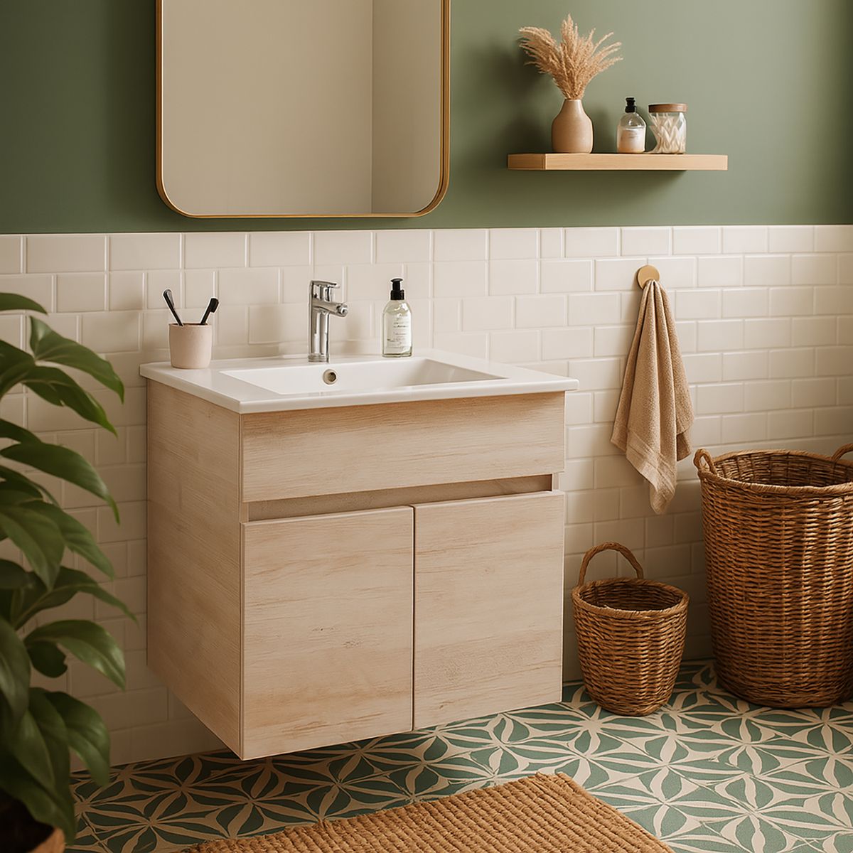 TEBISA - Mueble Vanitorio Vicenza Roble Vicenza 61.5x57x47 cm