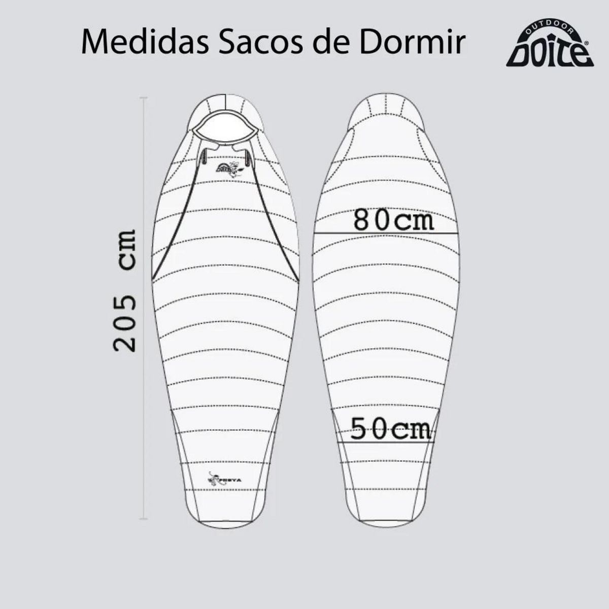 DOITE - Saco de dormir Momia Freya Celeste/Gris