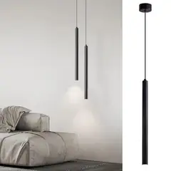 LUP - Lámpara Colgante Tube Aluminio Negro 5 3 cm