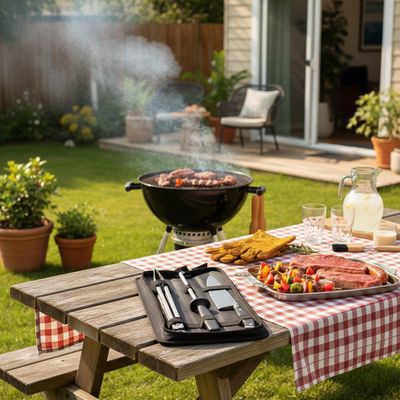 Imagen 2 del producto Set Parrillero 3 Piezas Inoxidable con Funda y Afilador