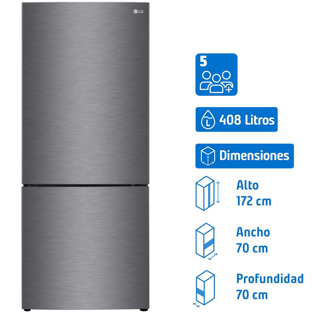 LG - Refrigerador Bottom Freezer No Frost 408 Litros GB40BPG