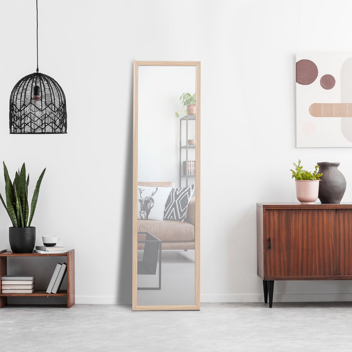 MOOD - Espejo Decorativo Forma Rectangular 30x120 cm Beige Natural