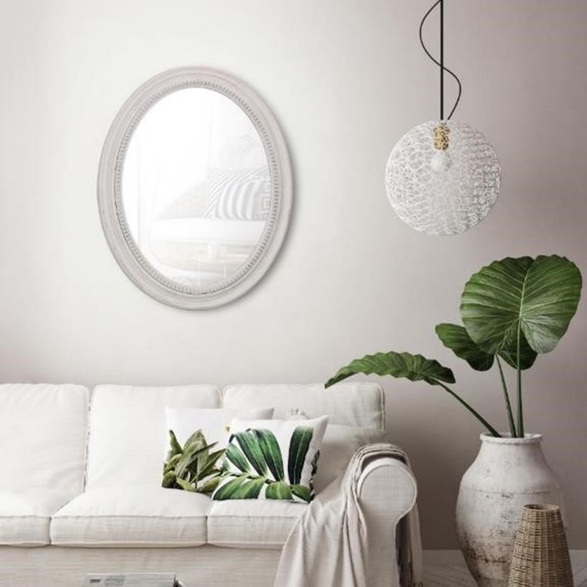 MOOD - Espejo Decorativo Forma Ovalada 77x60 cm Blanco Alba