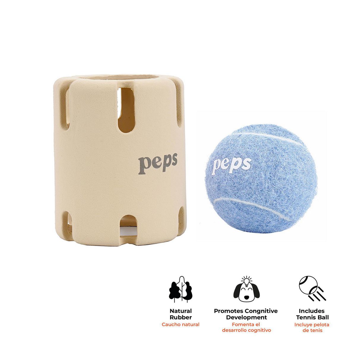 URBAN PET - Juguete para Perro Pelota Didactica de Goma Beige
