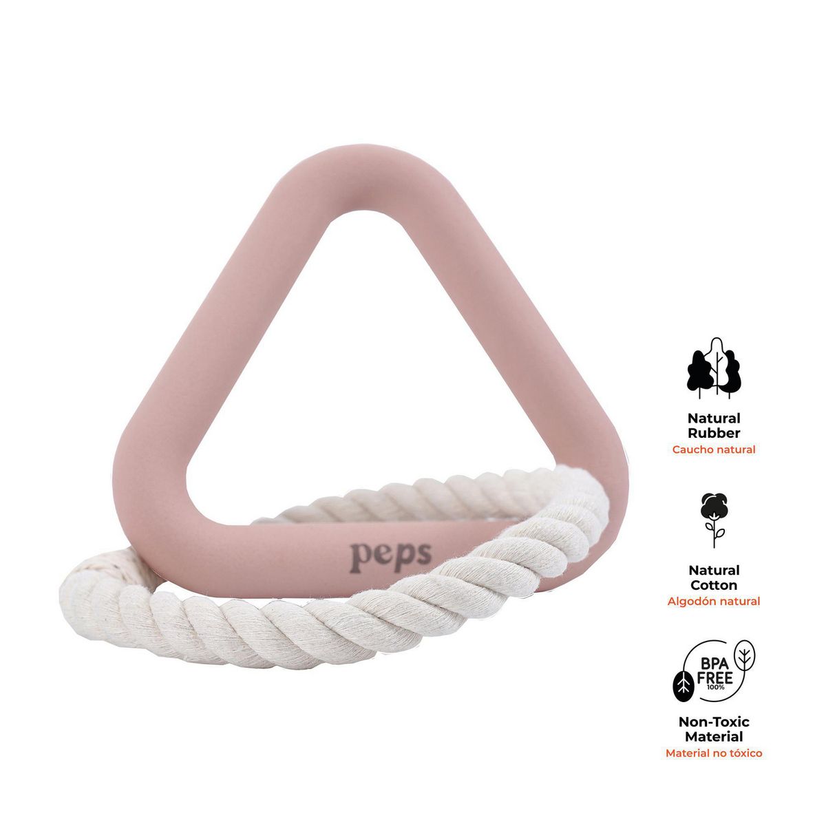 URBAN PET - Juguete para Perro Triángulo Mordedor con Cuerda Talla S Blush