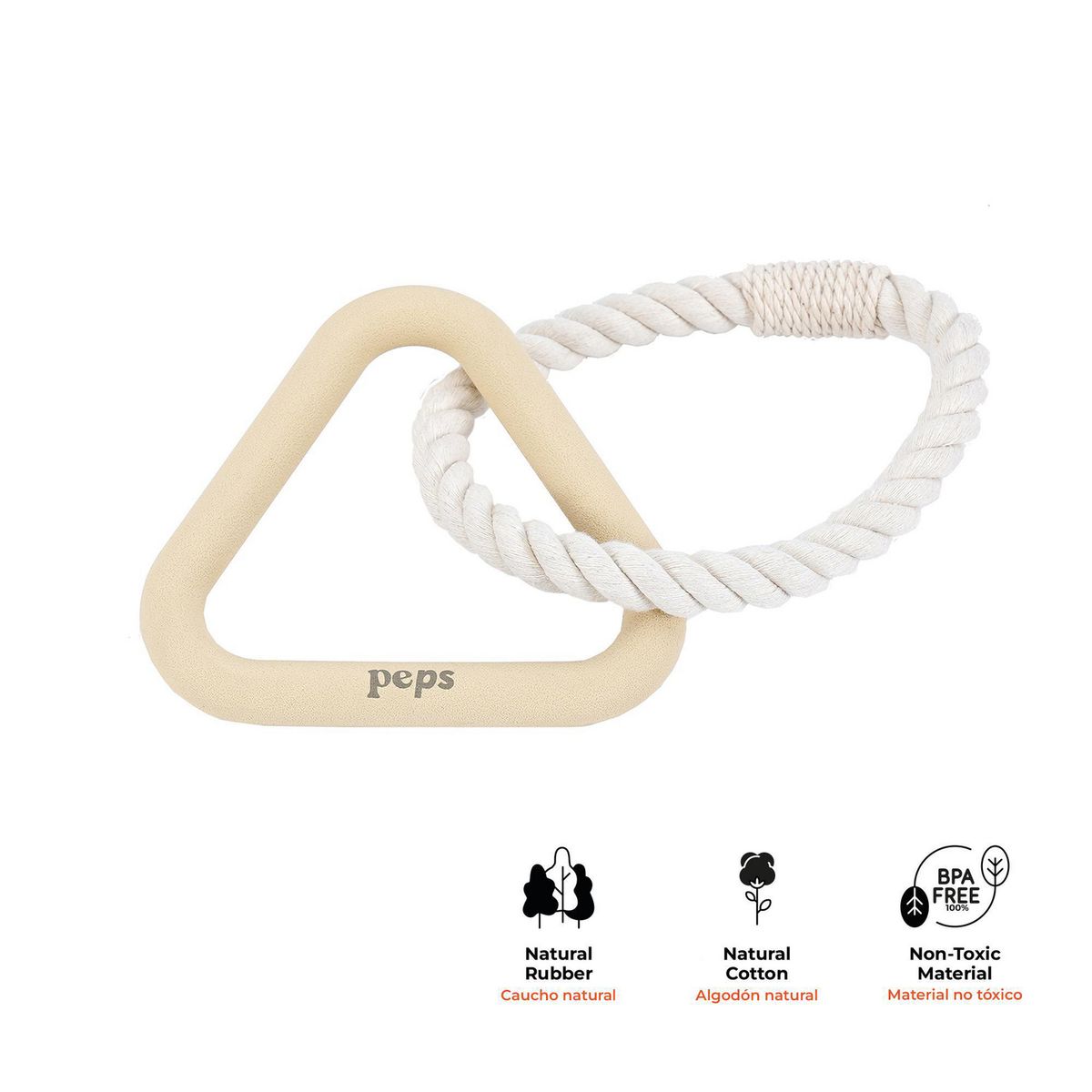 URBAN PET - Juguete para Perro Triángulo Mordedor con Cuerda Talla M Beige