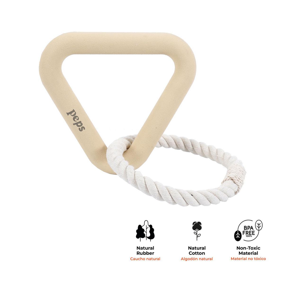 URBAN PET - Juguete para Perro Triángulo Mordedor con Cuerda Talla M Beige