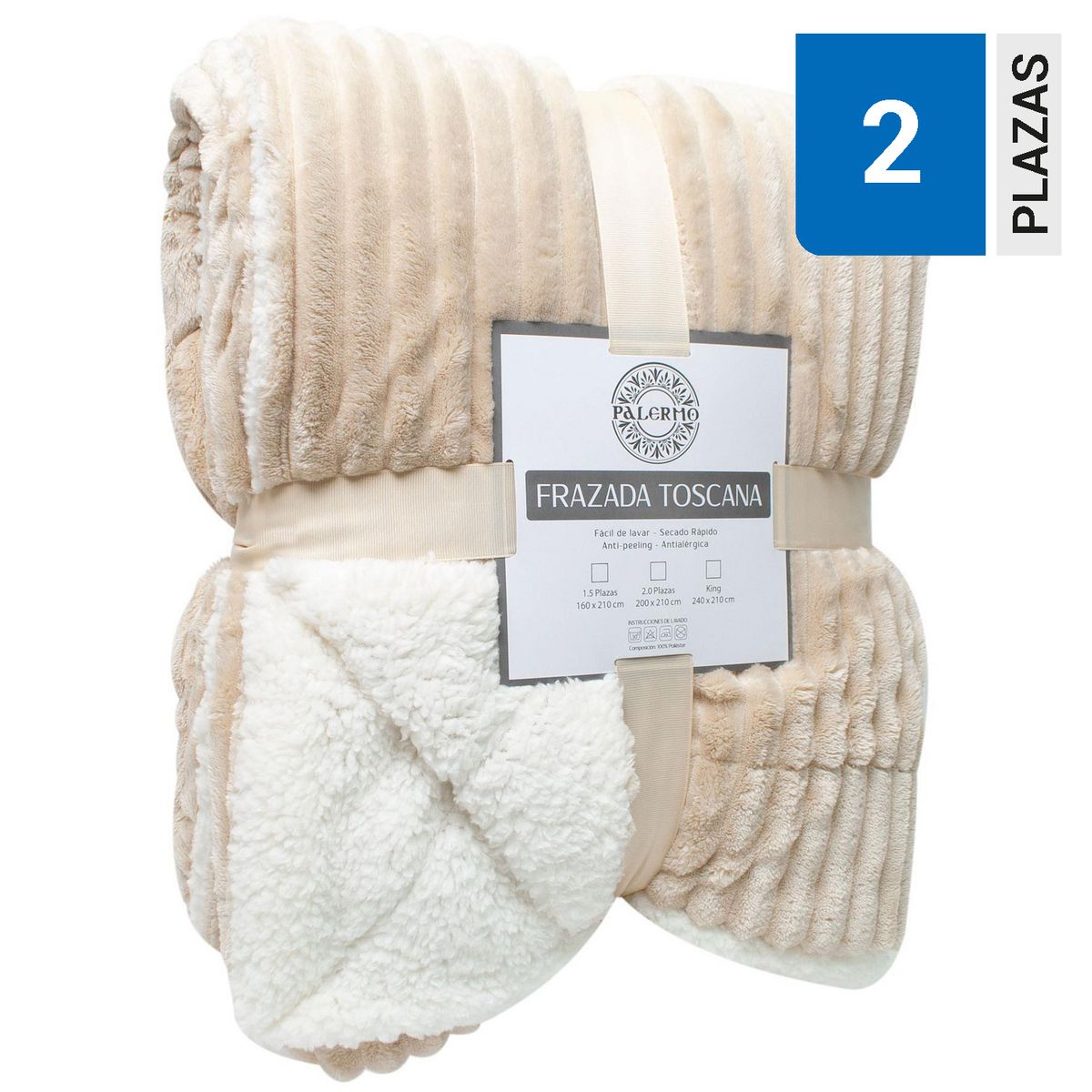 PALERMO - Frazada Toscana 2 plazas Hueso