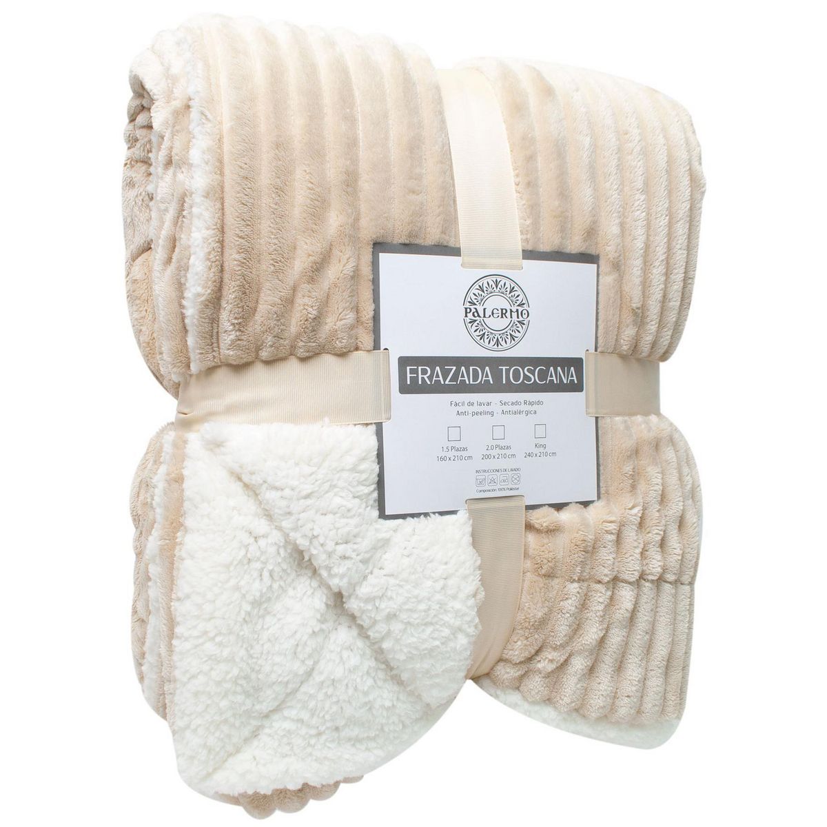 PALERMO - Frazada Toscana 2 plazas Hueso