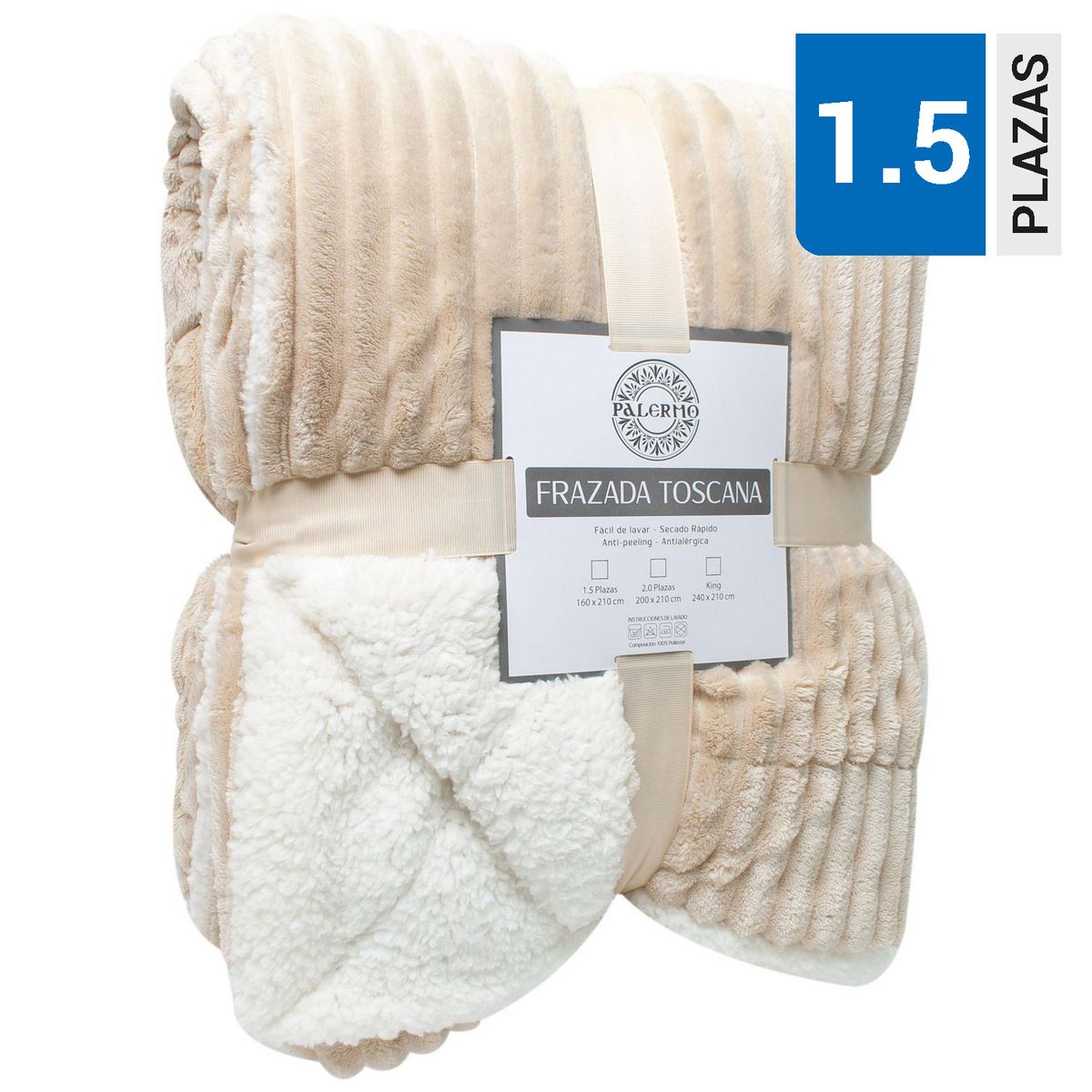 PALERMO - Frazada Toscana 1.5 plazas Hueso