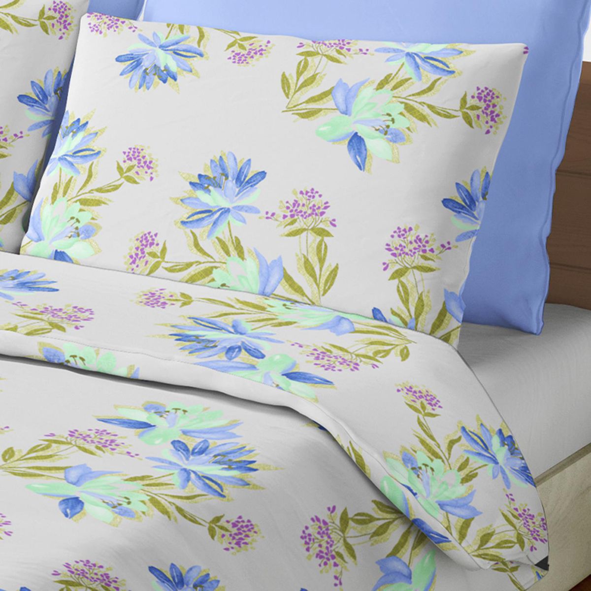 PALERMO - Set de sabana Lilium 1.5 plazas 144 Hilos Azul