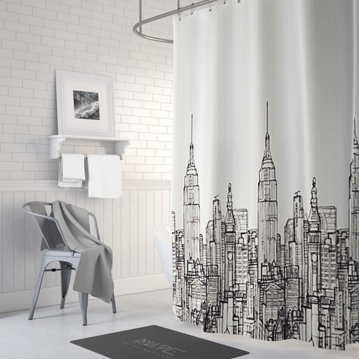 PALERMO - Cortina De baño 180x180 cm Gris