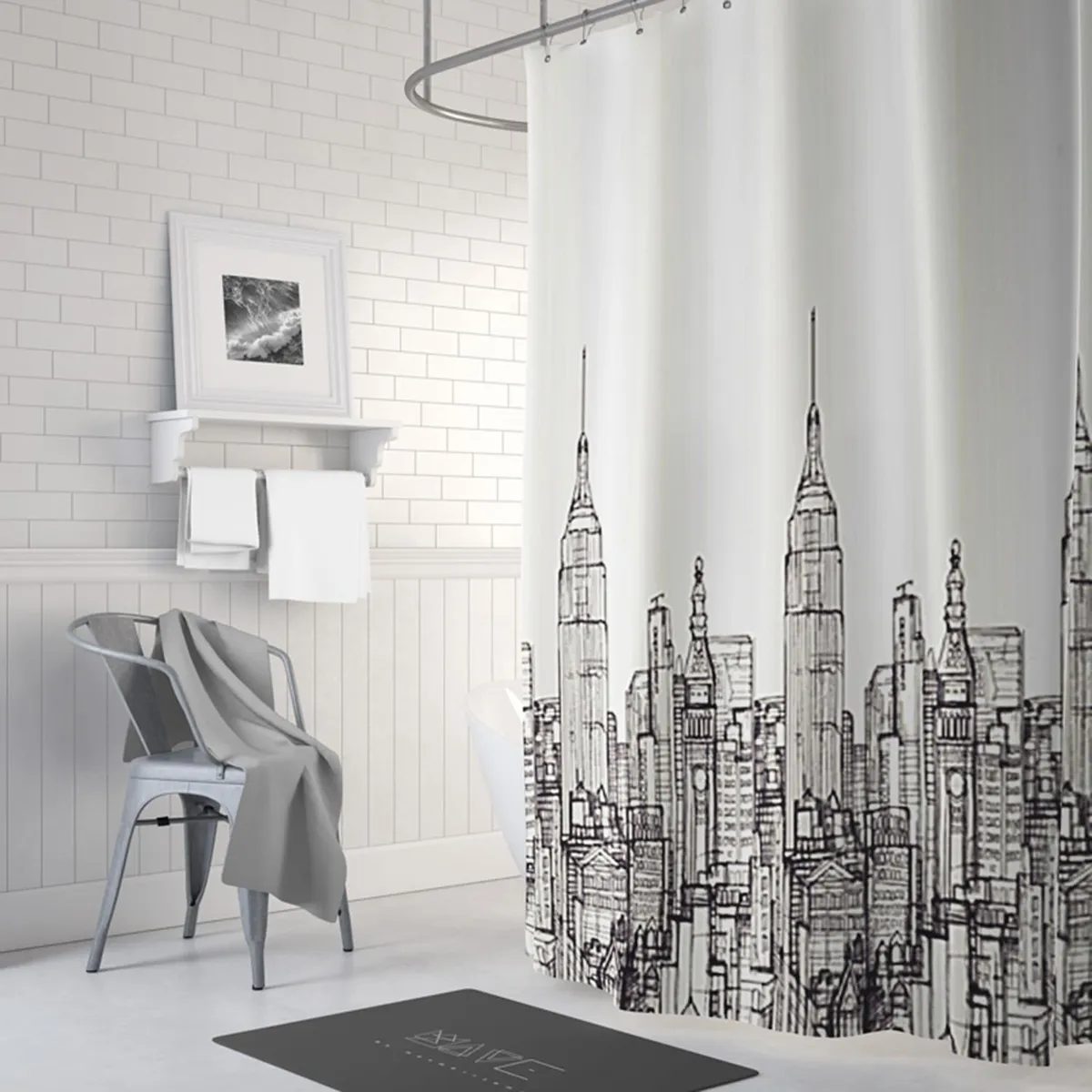 PALERMO - Cortina De baño 180x180 cm Gris