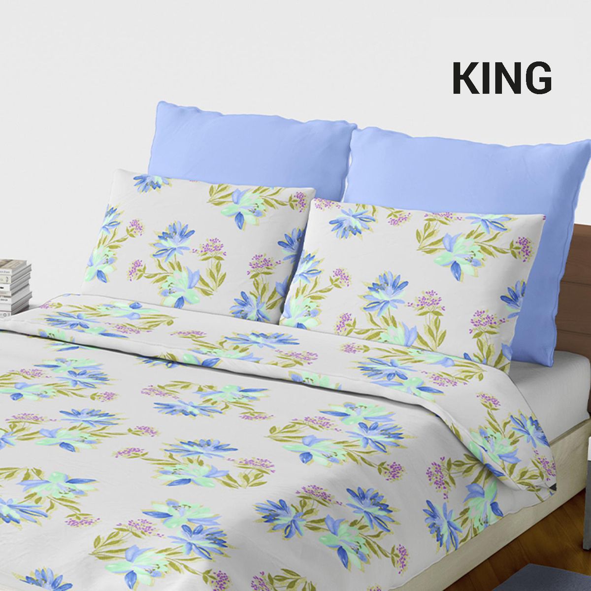 PALERMO - Set de sabana Lilium King 144 Hilos Azul