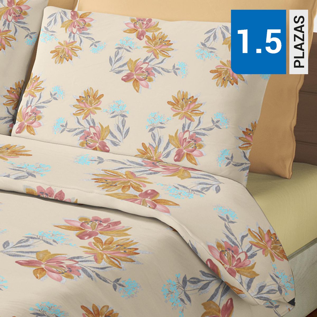 PALERMO - Set de sabana Lilium 1.5 plazas 144 Hilos Bronce