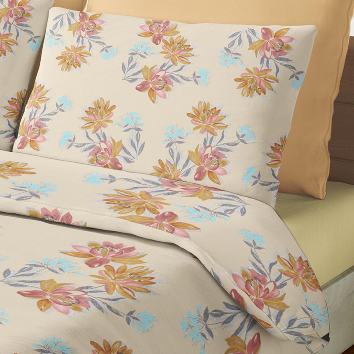 PALERMO - Set de sabana Lilium 1 plaza 144 Hilos Bronce