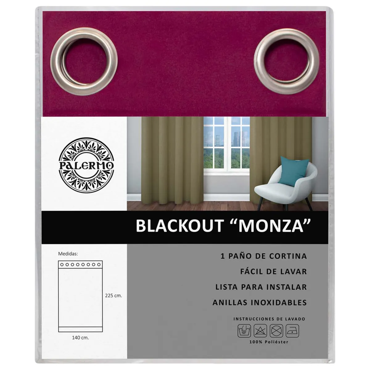 PALERMO - Cortina Blackout 140x225 cm Burdeo