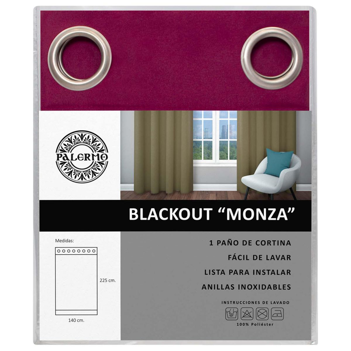 PALERMO - Cortina Blackout 140x225 cm Burdeo