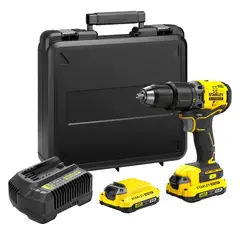 STANLEY - Taladro Percutor 20V 13 mm + 2 Baterías 2 Ah y Cargador