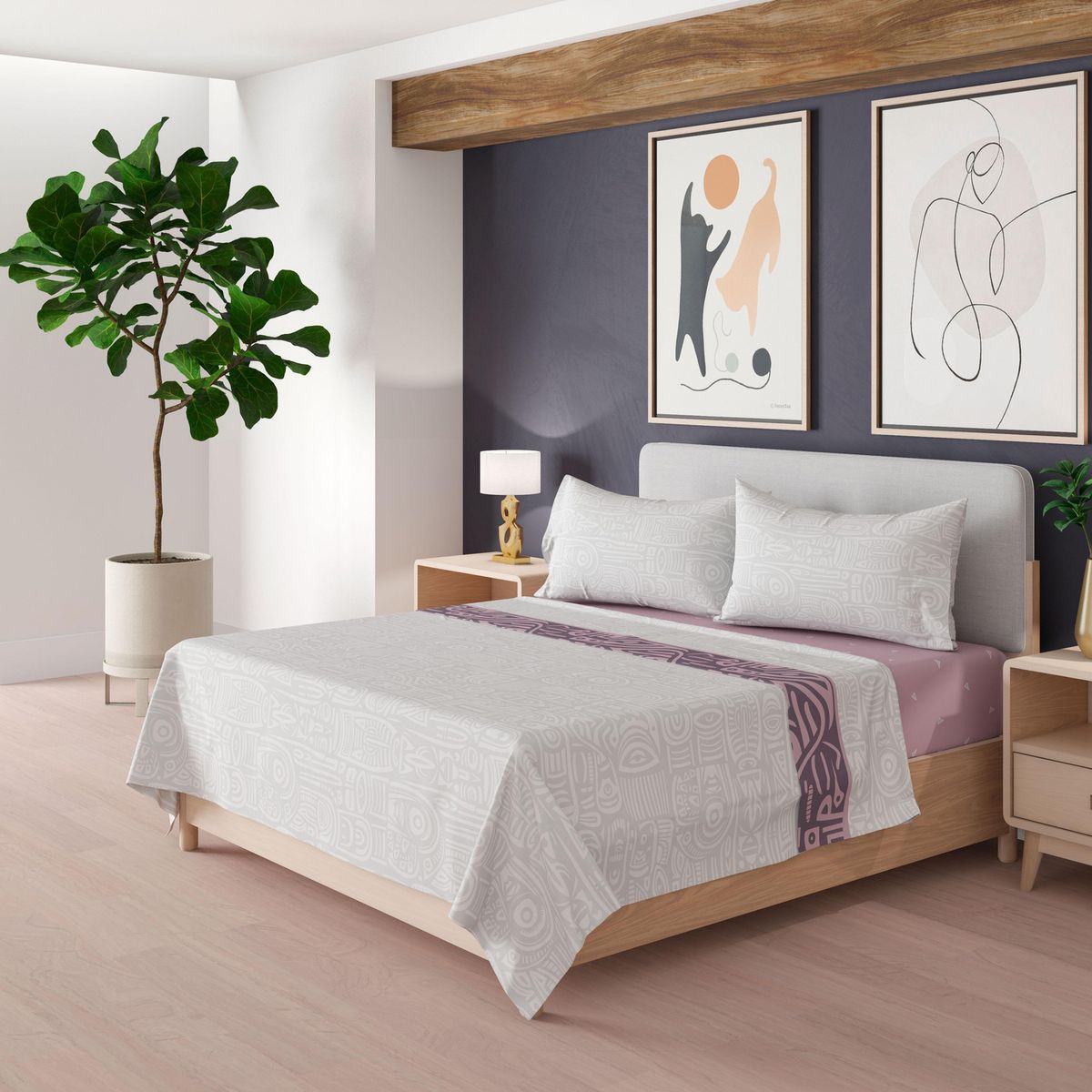 DORAL - Juego Sábanas 200 Hilos Grecas