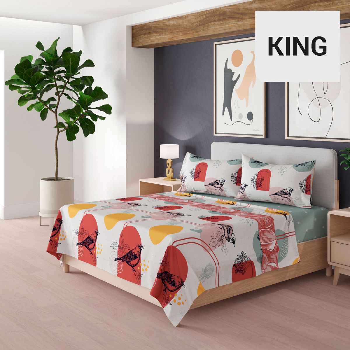 DORAL - Juego Sábanas 200 Hilos Pajaros