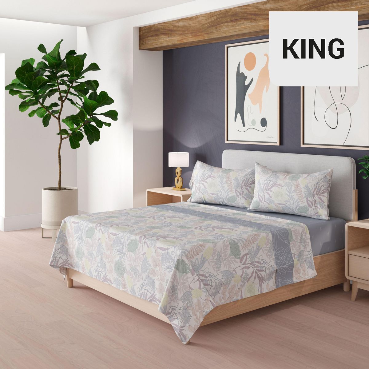 DORAL - Juego Sábanas 200 Hilos Pajaros y Hojas