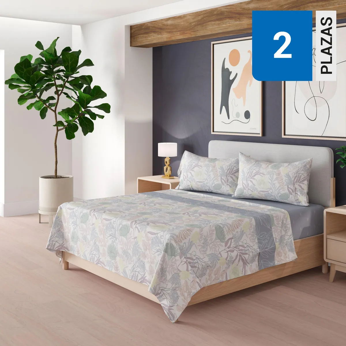 DORAL - Juego Sábanas 200 Hilos Pajaros y Hojas