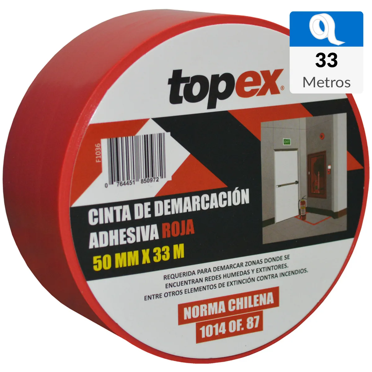 TOPEX - Cinta demarcatoria roja 50 mm x 33 m