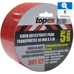 TOPEX - Cinta reflectante DOTC2 roja blanca 5 mt