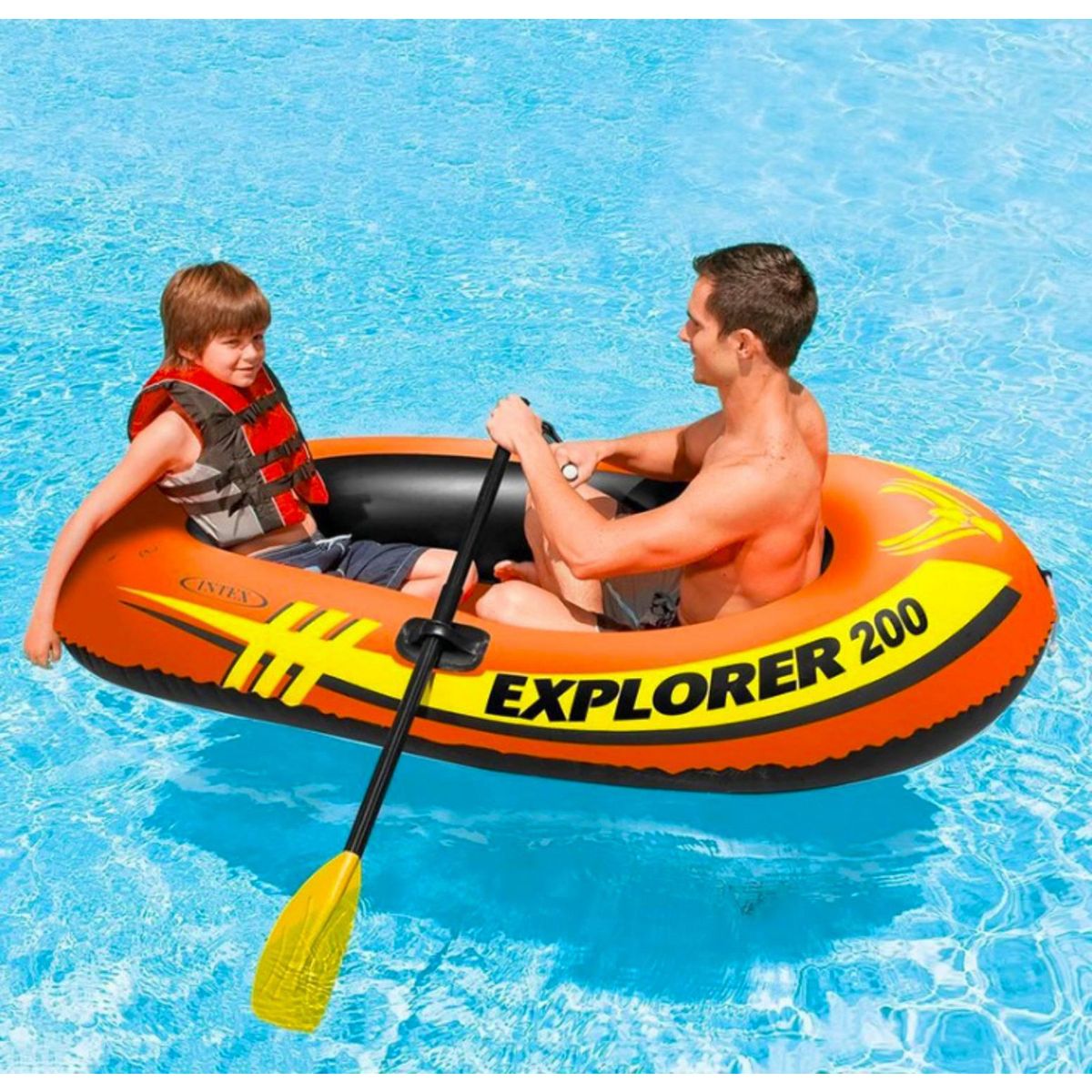 LIVE SPORT - Set Bote Inflable Explore 200 con Remos 2 Persona(s) 185x94 cm Naranjo